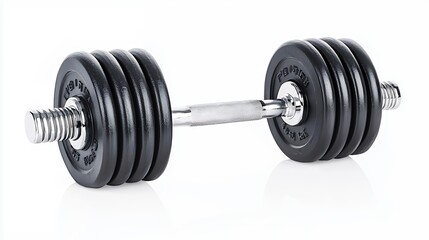 Fototapeta premium Black Dumbbell Weight Set On White Background