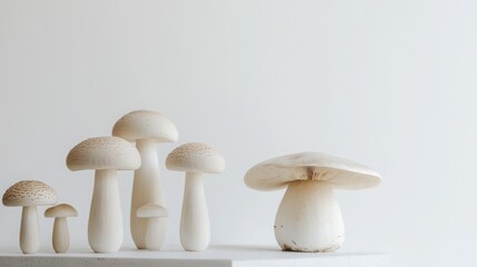 Mushroom Still Life, Modern White Background