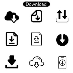 Download vector art icon set. cloud computing illustration web and app design on white background.
