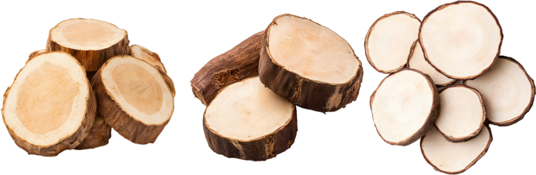 pieces of wood cut in a circular shape