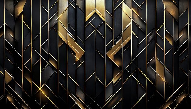 Abstract art deco. Great Gatsby 1920s geometric architecture background. Retro vintage black, gold, and silver roaring 20s texture ,