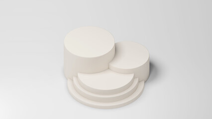 White 3D Podium Platform Stair for Product Display