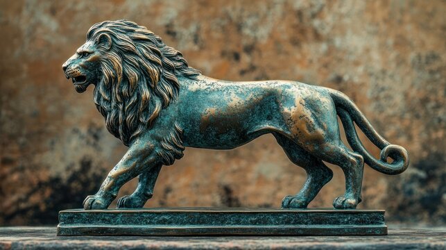 A miniature bronze Nemean Lion sculpture, regal and fierce, perfect decoration