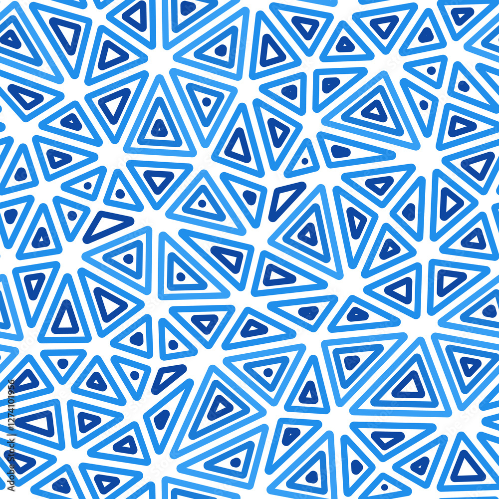 Poster abstract mosaic background. medium triangles size. multiple repeated inner triangles. single color t