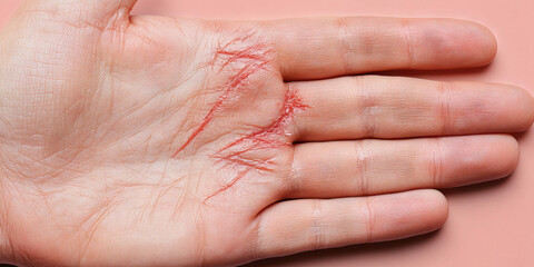 Fototapeta premium Human Hand with Superficial Abrasions