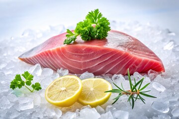 Raw Swordfish Steak on Ice