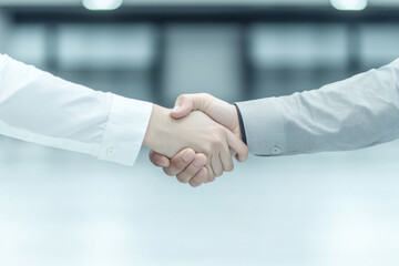 Fototapeta premium professional handshake between two individuals symbolizes agreement and collaboration in business setting