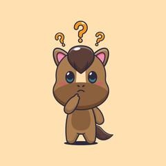 horse mascot cartoon character vector illustration is confused
