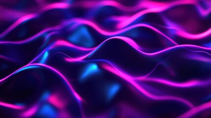 Obraz premium A mesmerizing abstract background featuring fluid waves of vibrant purple and blue hues. Ideal for technology themes, creative projects, or digital artwork.