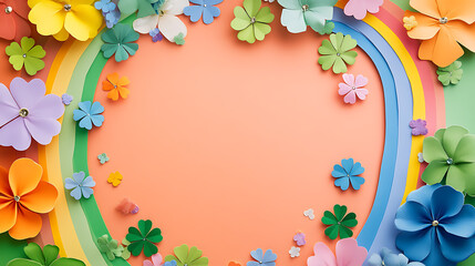 St paddy's day celebration colorful flower background paper craft festive environment creative viewpoint st patricks day theme