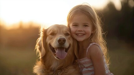 Golden Hour: A Child's Unconditional Love for their Canine Companion