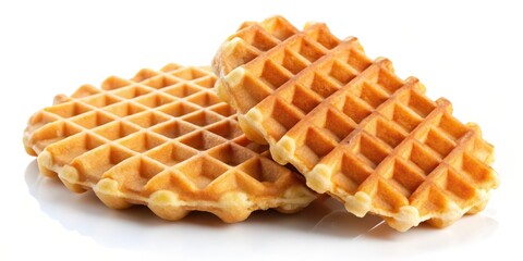 Two Waffles on White Background