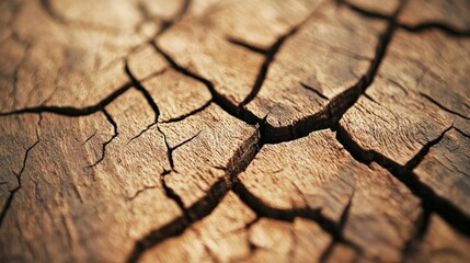 Fototapeta premium Macro shot of aged wood with intricate grain patterns and weathered cracks,