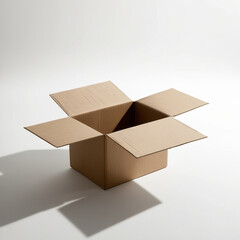 Closeup blank delivery box or cardboard box open isolated on white background
