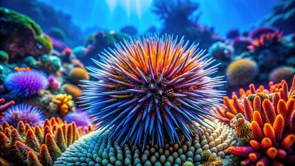 Obraz premium Underwater urchin: abstract, oceanic beauty.