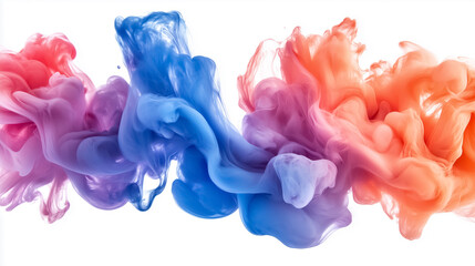 Fototapeta premium An abstract splash of multicolored paint frozen mid-air, isolated against a white background, bold and dynamic