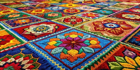 Vibrant Abstract Rug Design with Dynamic Brushstrokes