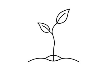 Eco-Friendly Line Art Plant Leaves, Seedling Growth, and Natural Design