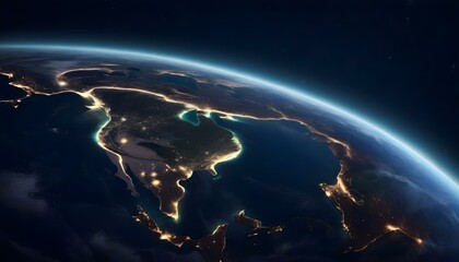 Fototapeta premium Planeta Tierra con luces de la ciudad en el espacio