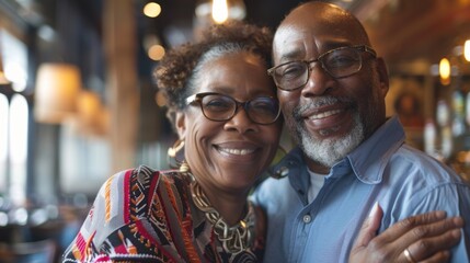 In this image, there are two people hugging; one appears to be an older man and the other is an older woman.