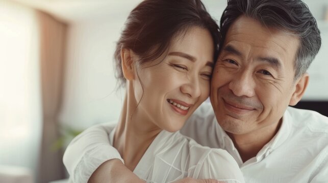 "A joyful moment between an older couple sharing a warm embrace." - Powered by Adobe