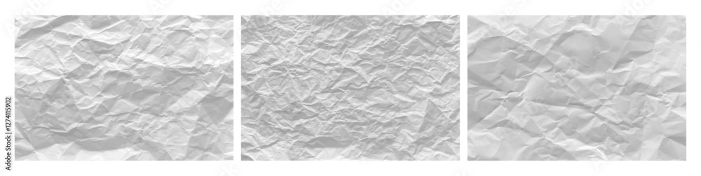 Aufkleber Rough paper with wrinkled texture background. Vector textured backdrop, grunge or retro piece of paper, wrinkles and crease on blank sheet. Notebook or note, empty grungy page collection