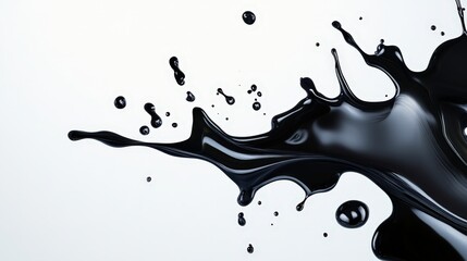 This image showcases a dynamic splash of black liquid against a clean white background, creating a striking visual effect perfect for creative projects and design work.