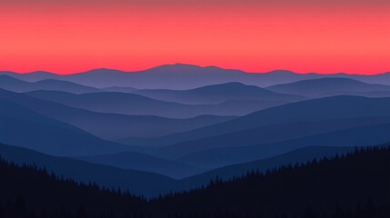 Obraz premium Serene Sunset Over Rolling Mountains
