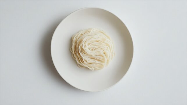 Somen Noodles on White Plate - Japanese Food Still Life
