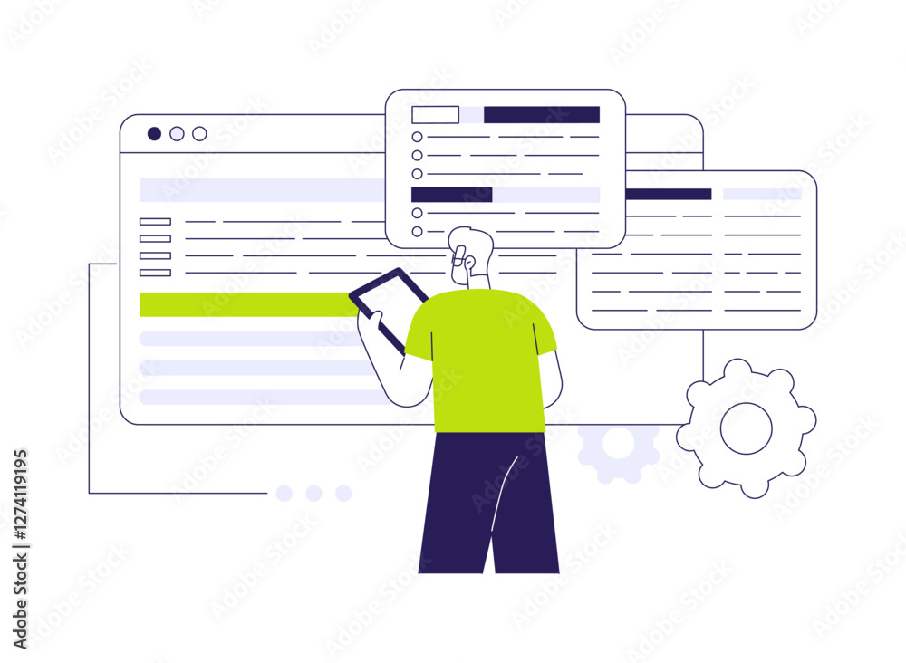 Sticker software audit abstract concept vector illustration.