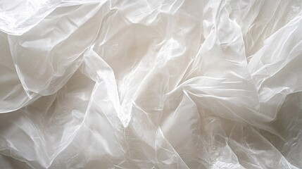 Close-up view of translucent plastic wrap showcasing delicate textures and fine crinkles emphasizing its flexible nature