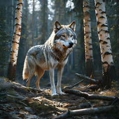 Fototapeta premium wolf in the forest