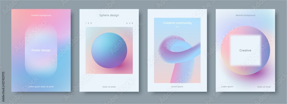Poster geometric shapes and blurry background. vector poster or typography cover page or banner with copy s