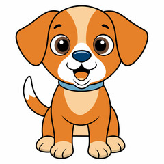 Adorable Dog Coloring Page - Cute Puppy Vector Illustration 