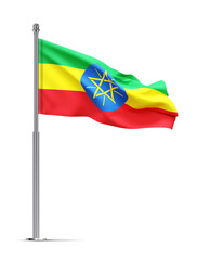 Flag of Ethiopia isolated on white background. 3d-rendering