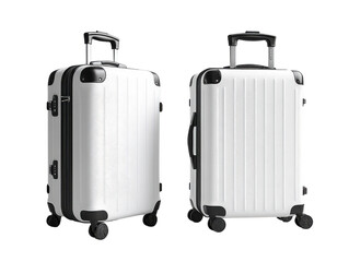 Sleek white suitcase with wheels and retractable handle, perfect for travel