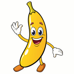 Happy Banana Character Vector – Fun & Energetic Cartoon Illustration