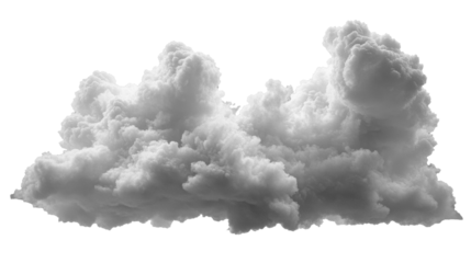 Fluffy white clouds in dramatic formation against transparent background