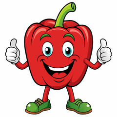 Happy Bell Pepper Character Vector &ndash; Positive & Fun Illustration