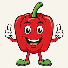 Happy Bell Pepper Character Vector – Positive & Fun Illustration