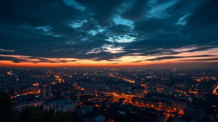 Fototapeta premium City Skyline Sunset View at Dusk