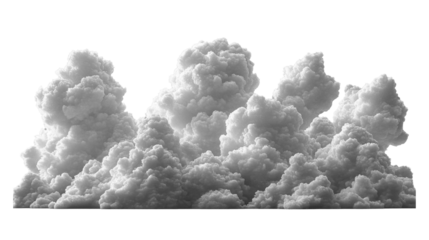 Fluffy white clouds in dramatic formation against transparency background