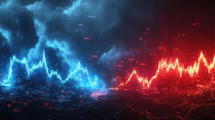 Fototapeta premium Abstract visualization of sound waves in colors.