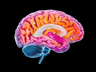 A digital brain scan with colorcoded neural activity, symbolizing breakthroughs in mental health research