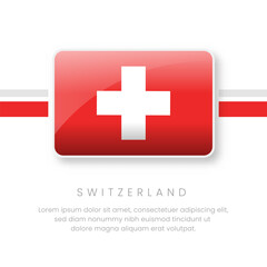 Obraz premium National Switzerland Flag.Vector Switzerland Button Flag. Realistic National Flag Design and Vector Template.