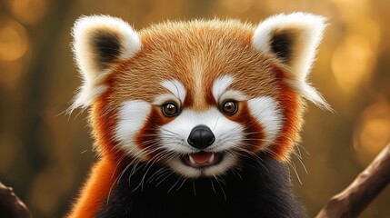 A cute close-up portrait of a red panda, showcasing its fluffy fur and expressive eyes. Perfect for wildlife, animal, and nature-themed content.