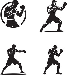 vector silhouettes of fighting stance