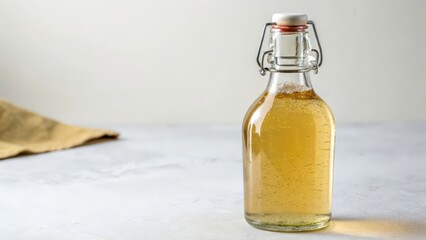 Glass Bottle with Liquid, White Background