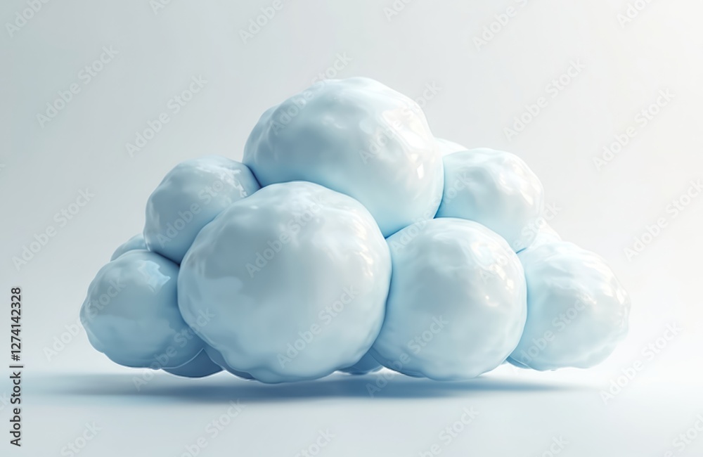 Aufkleber abstract cartoon illustration of smooth white cloud-like shape. light sky-blue gradient render on wh