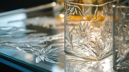 Crafting beautiful etching designs on glassware using precision techniques for stunning results